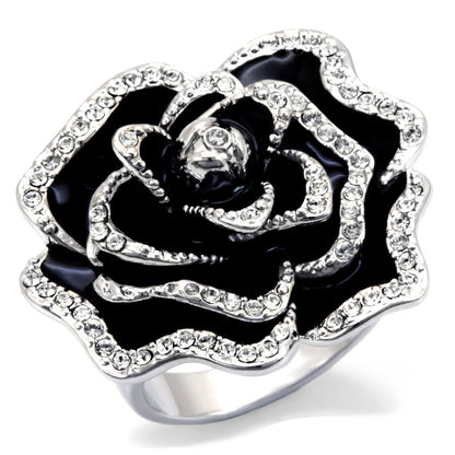 0W252 - Rhodium Brass Ring with Top Grade Crystal  in Clear-0