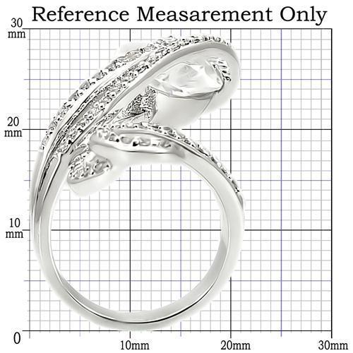 0W253 - Rhodium Brass Ring with AAA Grade CZ  in Clear-1