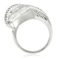 0W253 - Rhodium Brass Ring with AAA Grade CZ  in Clear-3