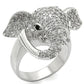 0W280 - Rhodium Brass Ring with Top Grade Crystal  in Jet-0