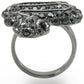 0W282 - Ruthenium Brass Ring with Top Grade Crystal  in Jet-3
