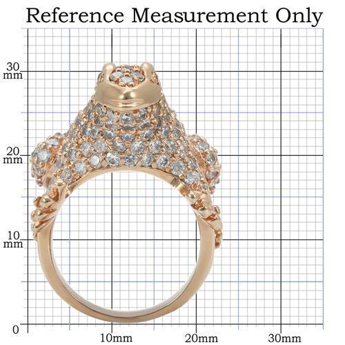 0W283 - Rose Gold Brass Ring with AAA Grade CZ  in Jet-1