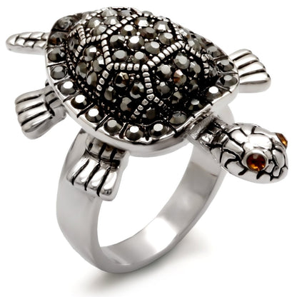 0W285 - Rhodium Brass Ring with Top Grade Crystal  in Multi Color-0