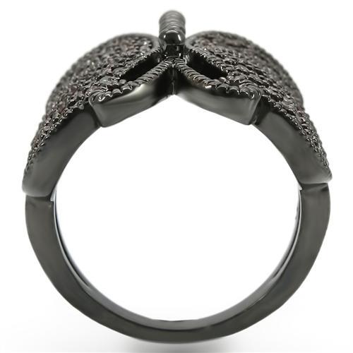 0W290 - Ruthenium Brass Ring with AAA Grade CZ  in Champagne-3