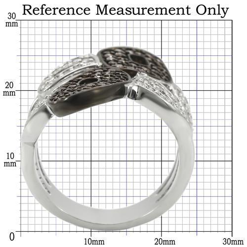 0W295 - Rhodium + Ruthenium Brass Ring with AAA Grade CZ  in Champagne-1