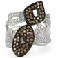0W295 - Rhodium + Ruthenium Brass Ring with AAA Grade CZ  in Champagne-2