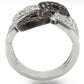 0W295 - Rhodium + Ruthenium Brass Ring with AAA Grade CZ  in Champagne-3