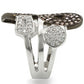 0W295 - Rhodium + Ruthenium Brass Ring with AAA Grade CZ  in Champagne-4