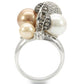 0W296 - Rhodium + Ruthenium Brass Ring with Synthetic Pearl in Multi Color-3