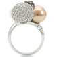 0W296 - Rhodium + Ruthenium Brass Ring with Synthetic Pearl in Multi Color-4