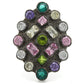 0W297 - Ruthenium Brass Ring with AAA Grade CZ  in Multi Color-2