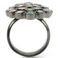 0W297 - Ruthenium Brass Ring with AAA Grade CZ  in Multi Color-3