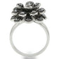 0W301 - Rhodium Brass Ring with Top Grade Crystal  in Jet-3