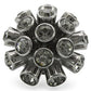 0W306 - Ruthenium Brass Ring with Top Grade Crystal  in Jet-2