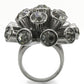 0W306 - Ruthenium Brass Ring with Top Grade Crystal  in Jet-3