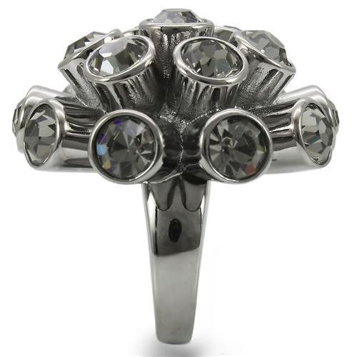 0W306 - Ruthenium Brass Ring with Top Grade Crystal  in Jet-4