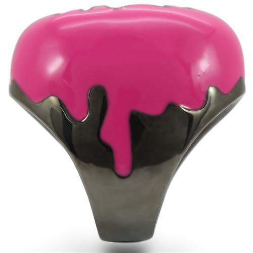 0W309 - Ruthenium Brass Ring with AAA Grade CZ  in Champagne-4