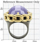 0W311 - Gold+Ruthenium Brass Ring with Milky CZ  in Tanzanite-1