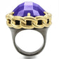 0W311 - Gold+Ruthenium Brass Ring with Milky CZ  in Tanzanite-3