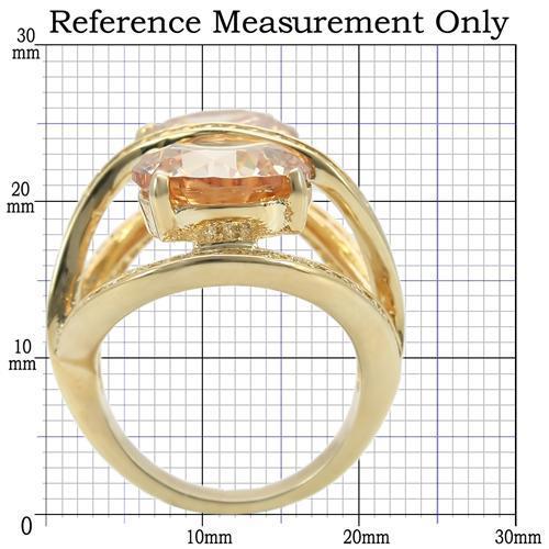 0W314 - Gold Brass Ring with AAA Grade CZ  in Champagne-1