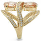 0W314 - Gold Brass Ring with AAA Grade CZ  in Champagne-4