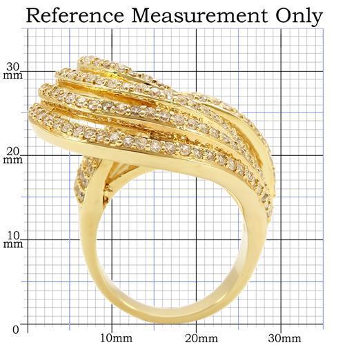 0W316 - Gold Brass Ring with AAA Grade CZ  in Clear-1