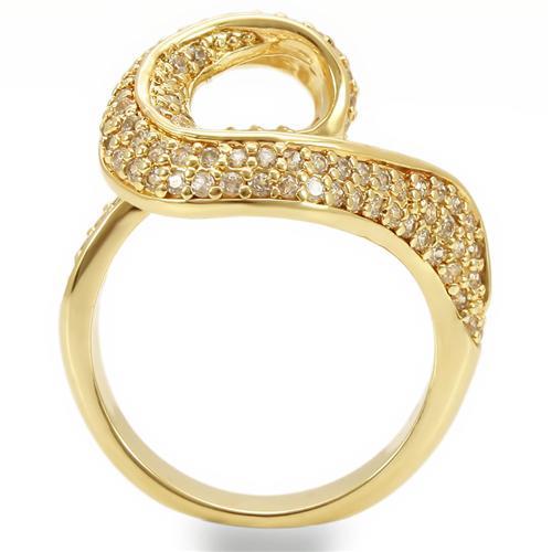 0W317 - Gold Brass Ring with AAA Grade CZ  in Clear-3