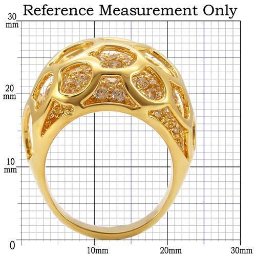 0W318 - Gold Brass Ring with AAA Grade CZ  in Clear-1