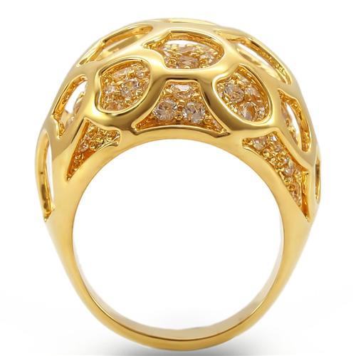 0W318 - Gold Brass Ring with AAA Grade CZ  in Clear-3
