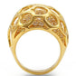 0W318 - Gold Brass Ring with AAA Grade CZ  in Clear-3