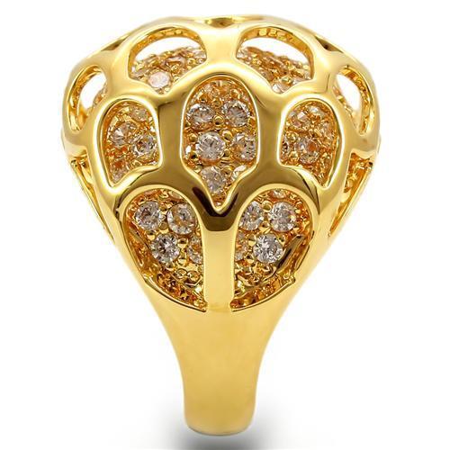 0W318 - Gold Brass Ring with AAA Grade CZ  in Clear-4