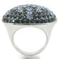 0W347 - Rhodium + Ruthenium Brass Ring with Top Grade Crystal  in Light Sapphire-3