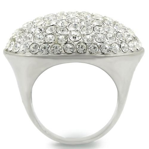 0W348 - Rhodium+Brushed Brass Ring with Top Grade Crystal  in Clear-3