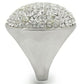 0W348 - Rhodium+Brushed Brass Ring with Top Grade Crystal  in Clear-4