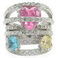 0W350 - Rhodium Brass Ring with AAA Grade CZ  in Rose-2