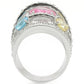 0W350 - Rhodium Brass Ring with AAA Grade CZ  in Rose-3