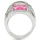 0W350 - Rhodium Brass Ring with AAA Grade CZ  in Rose-4
