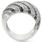 0W351 - Rhodium + Ruthenium Brass Ring with AAA Grade CZ  in Jet-3