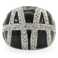 0W355 - Rhodium Brass Ring with AAA Grade CZ  in Clear-2