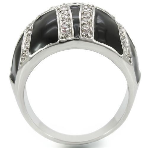 0W355 - Rhodium Brass Ring with AAA Grade CZ  in Clear-3