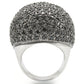 0W362 - Rhodium + Ruthenium Brass Ring with AAA Grade CZ  in Jet-3