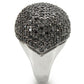 0W362 - Rhodium + Ruthenium Brass Ring with AAA Grade CZ  in Jet-4