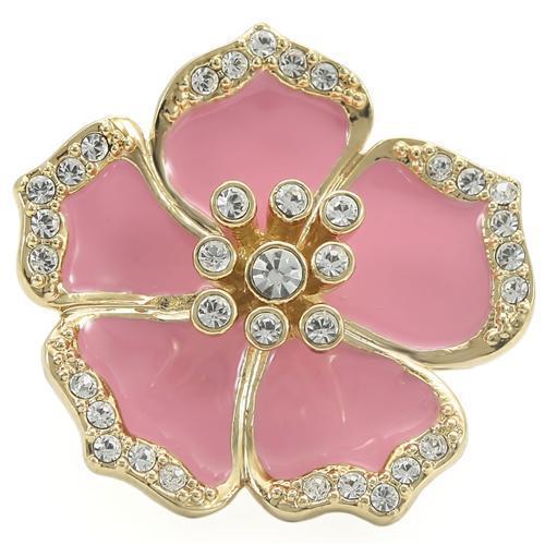 0W376 - Gold Brass Ring with Top Grade Crystal  in Clear-2