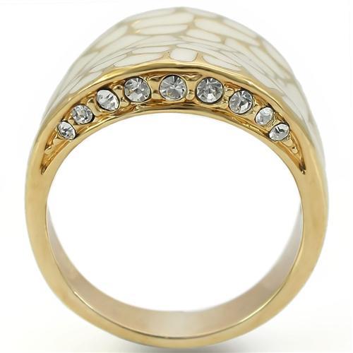 0W379 - Gold Brass Ring with Top Grade Crystal  in Clear-3