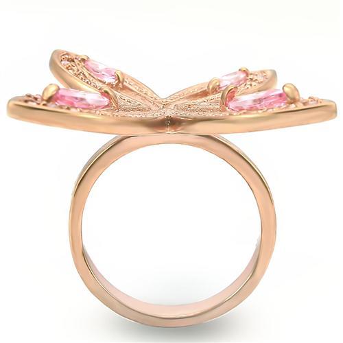 0W381 - Rose Gold Brass Ring with AAA Grade CZ  in Rose-3