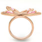 0W381 - Rose Gold Brass Ring with AAA Grade CZ  in Rose-3