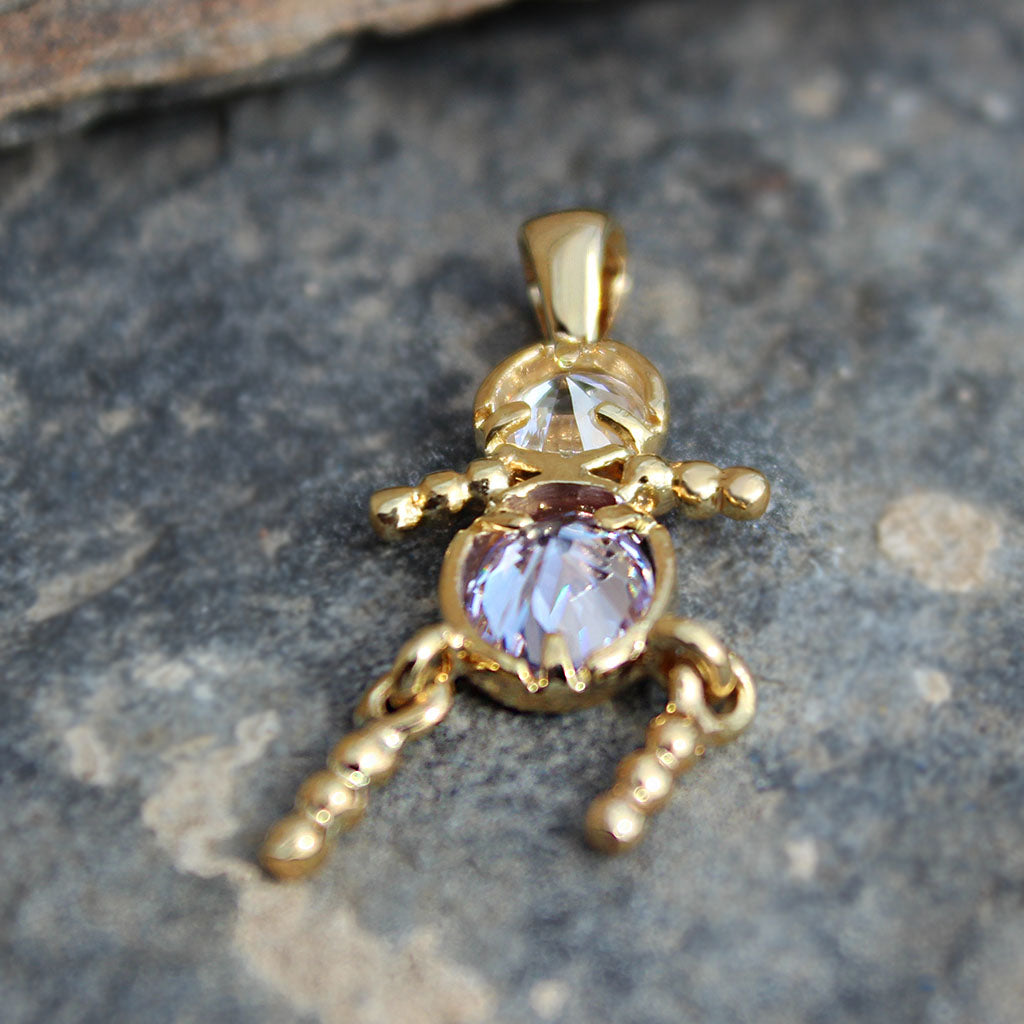 LOA1381 - Gold Plating Brass Pendant with AAA CZ in Light Amethyst-2