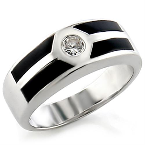 14034 - Rhodium Brass Ring with AAA Grade CZ  in Clear-0