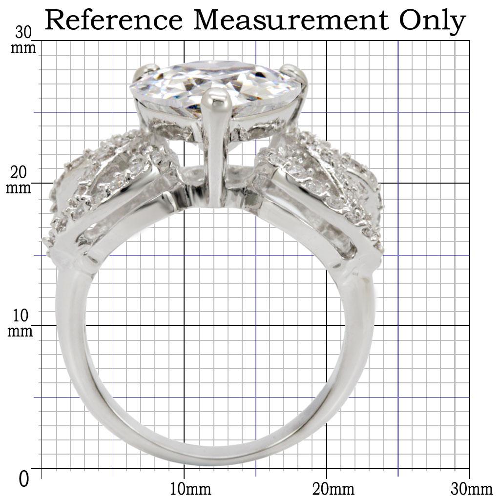 1W027 - Rhodium Brass Ring with AAA Grade CZ  in Clear-1