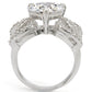 1W027 - Rhodium Brass Ring with AAA Grade CZ  in Clear-3